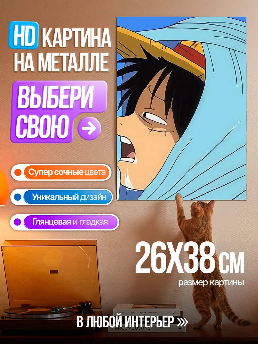 Картина на металле Луффи в панаме
