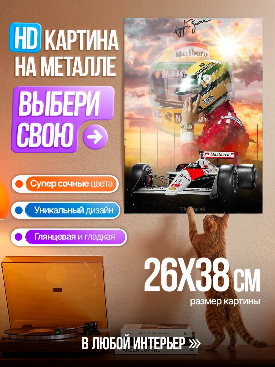 Картина на металле Айртон Сенна легенда