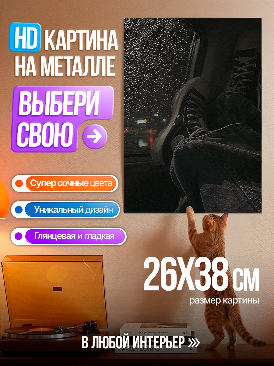 Картина на металле Скелет в машине