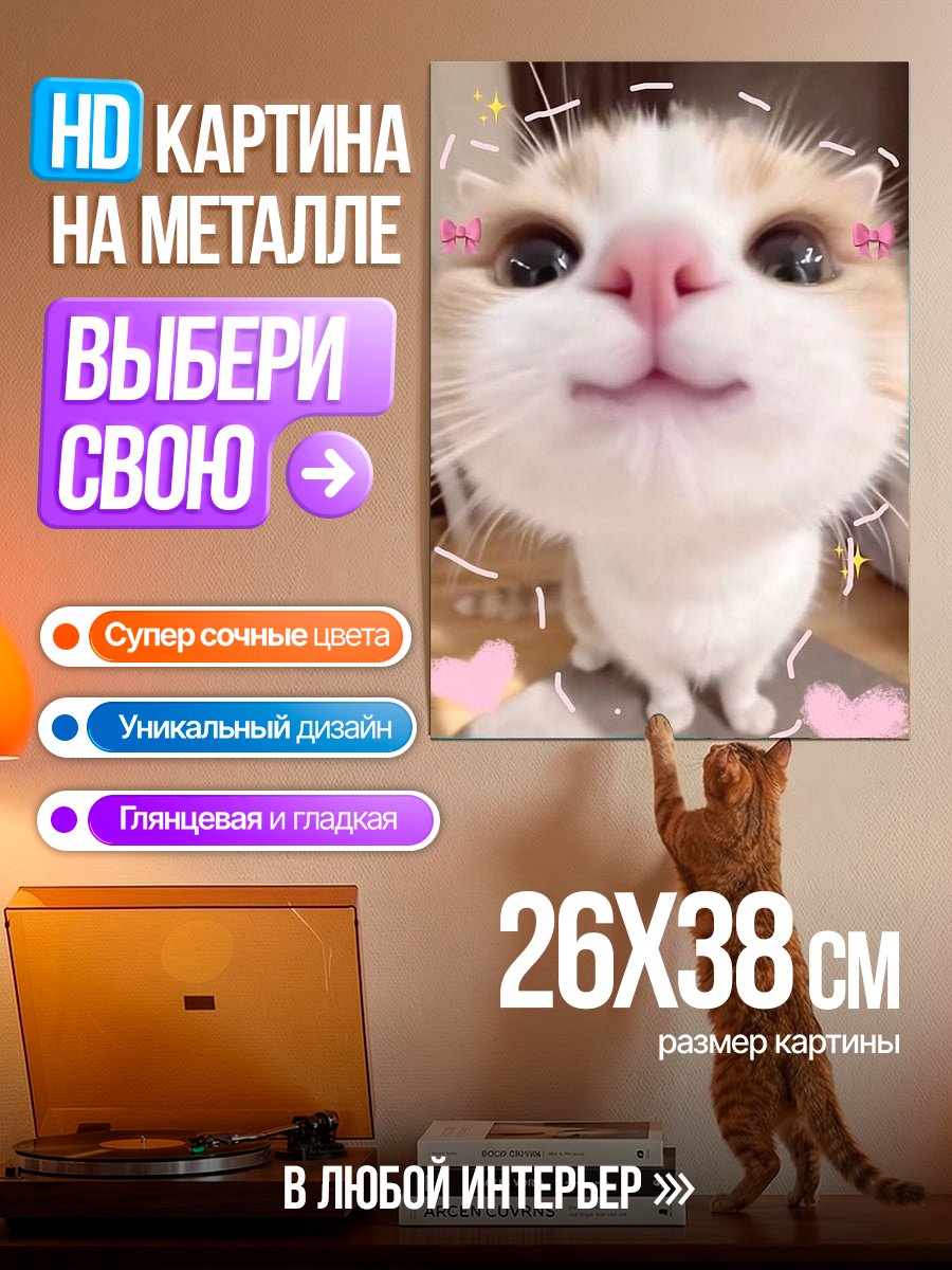 Картина на металле Милый котик