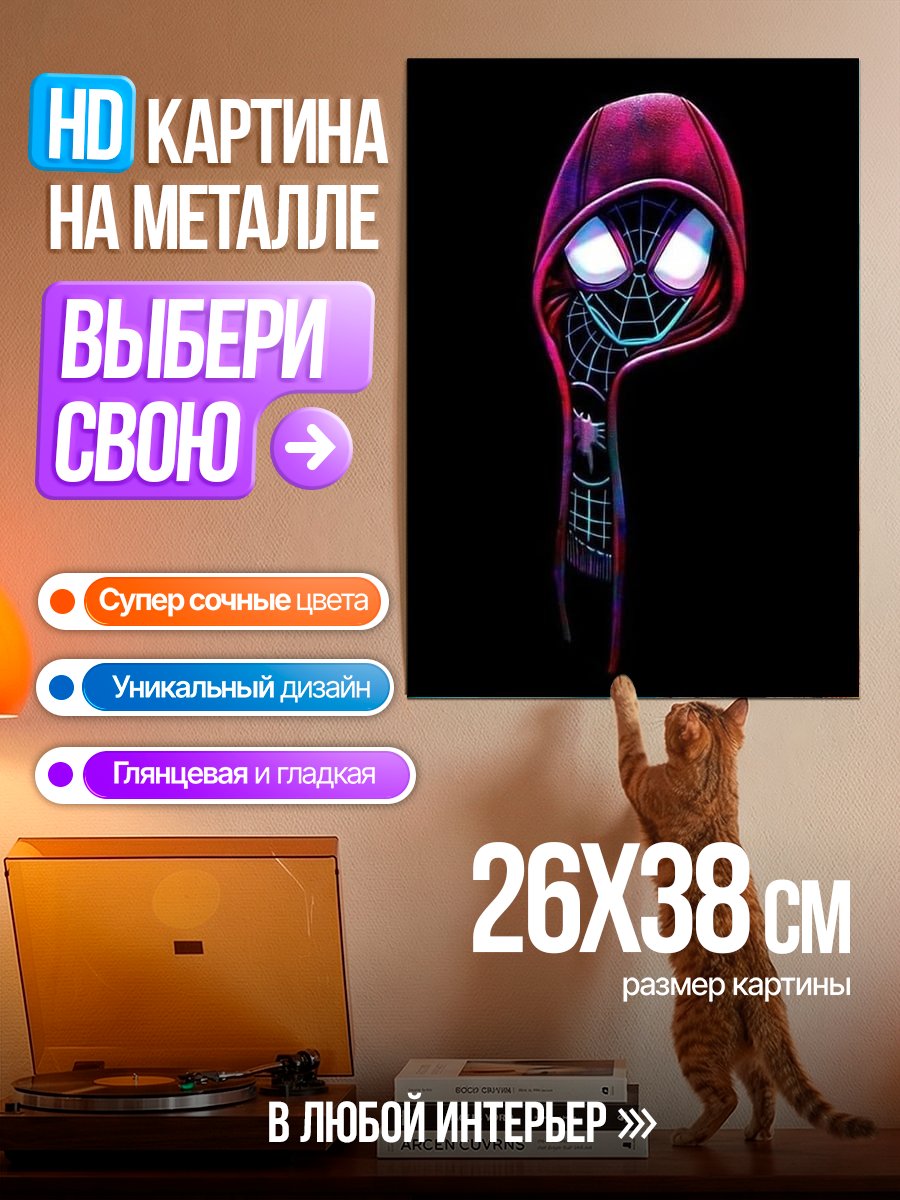 Картина на металле Майлз Моралес в капюшоне