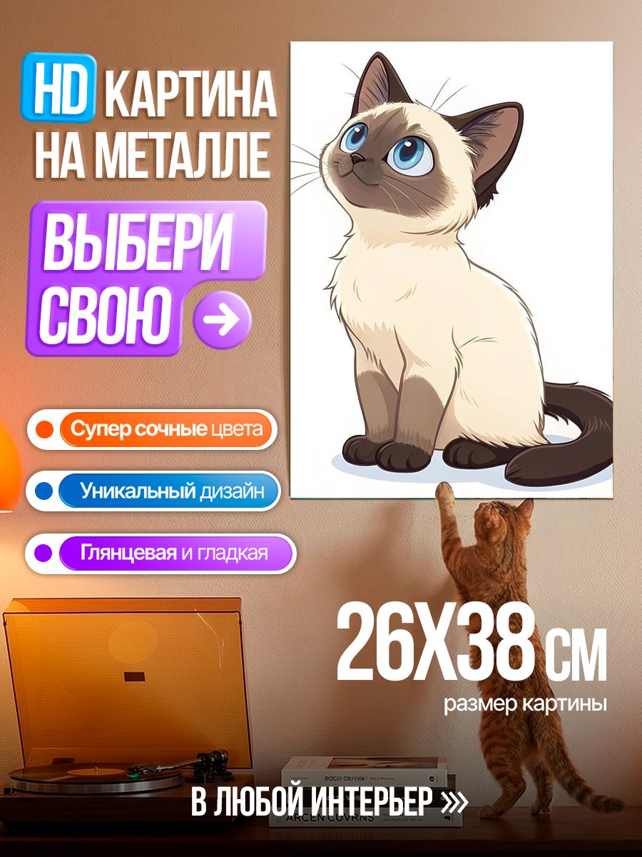 Картина на металле Сиамский котенок