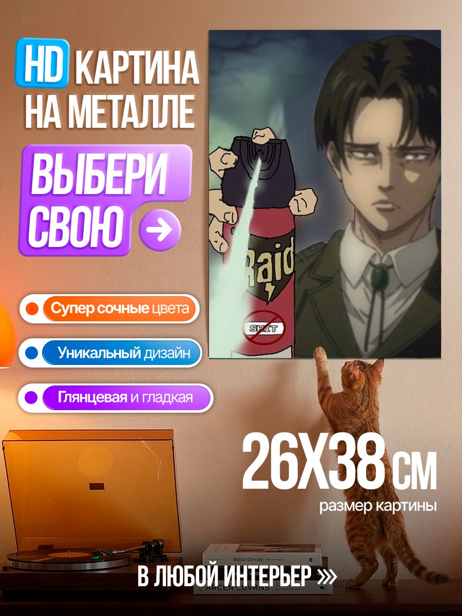 Картина на металле Леви Аккерман с Райдом