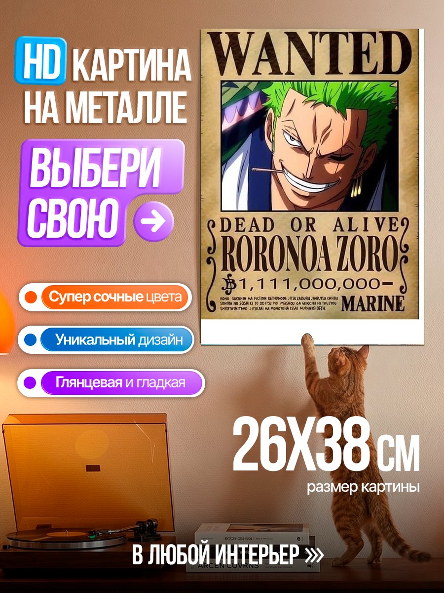 Картина на металле Ророноа Зоро Ван Пис