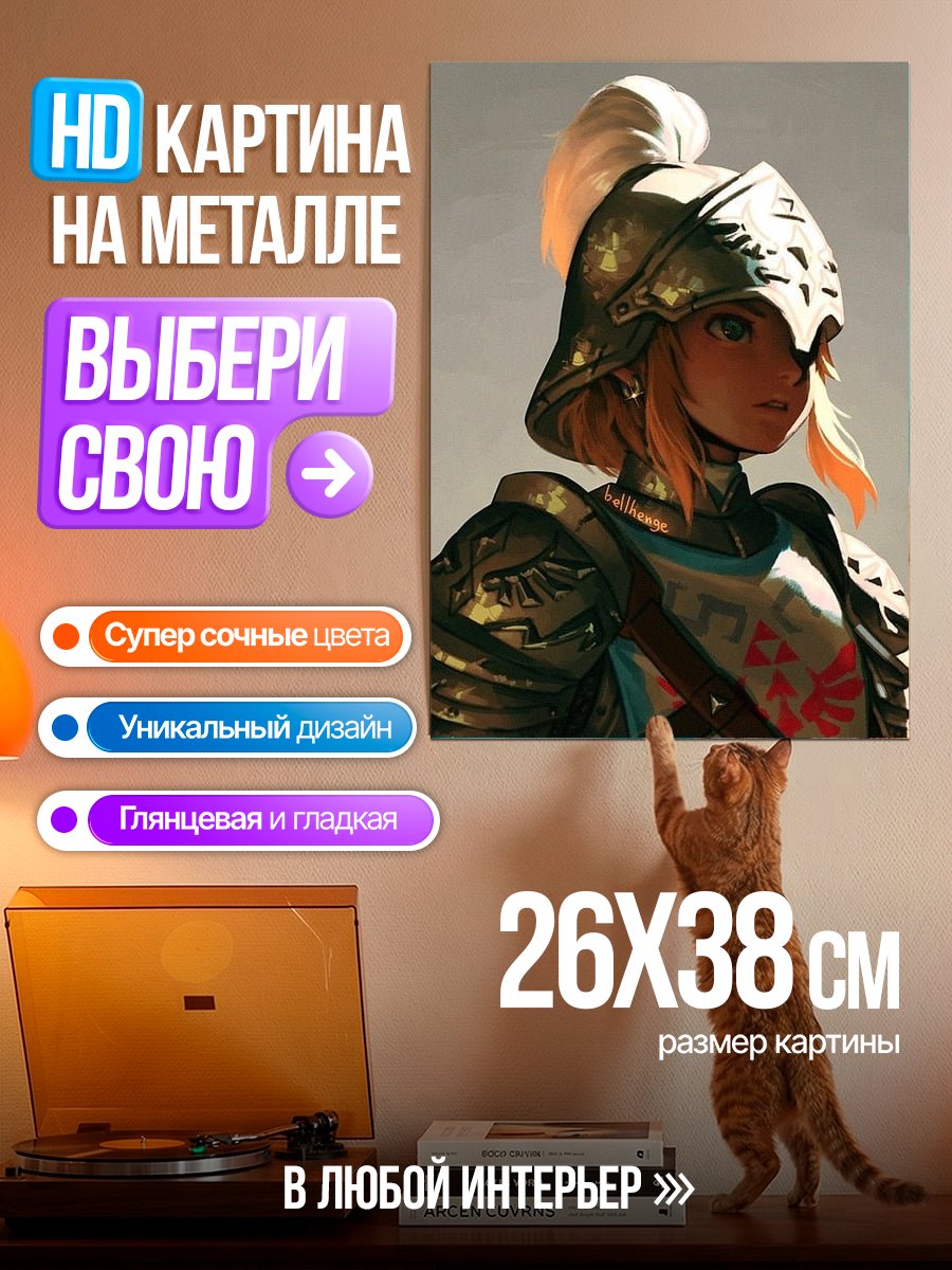 Картина на металле Принцесса Зельда в доспехах