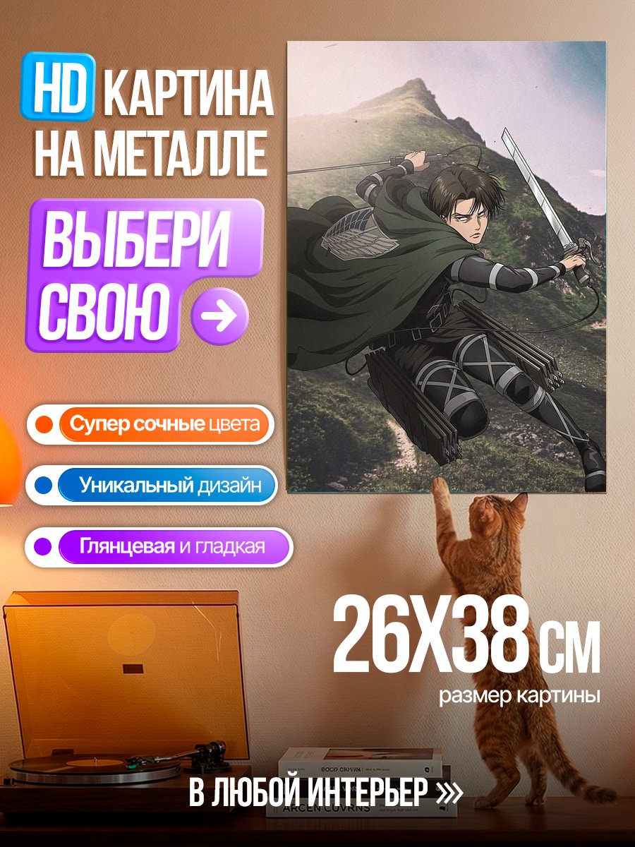 Картина на металле Леви Акерман в полете