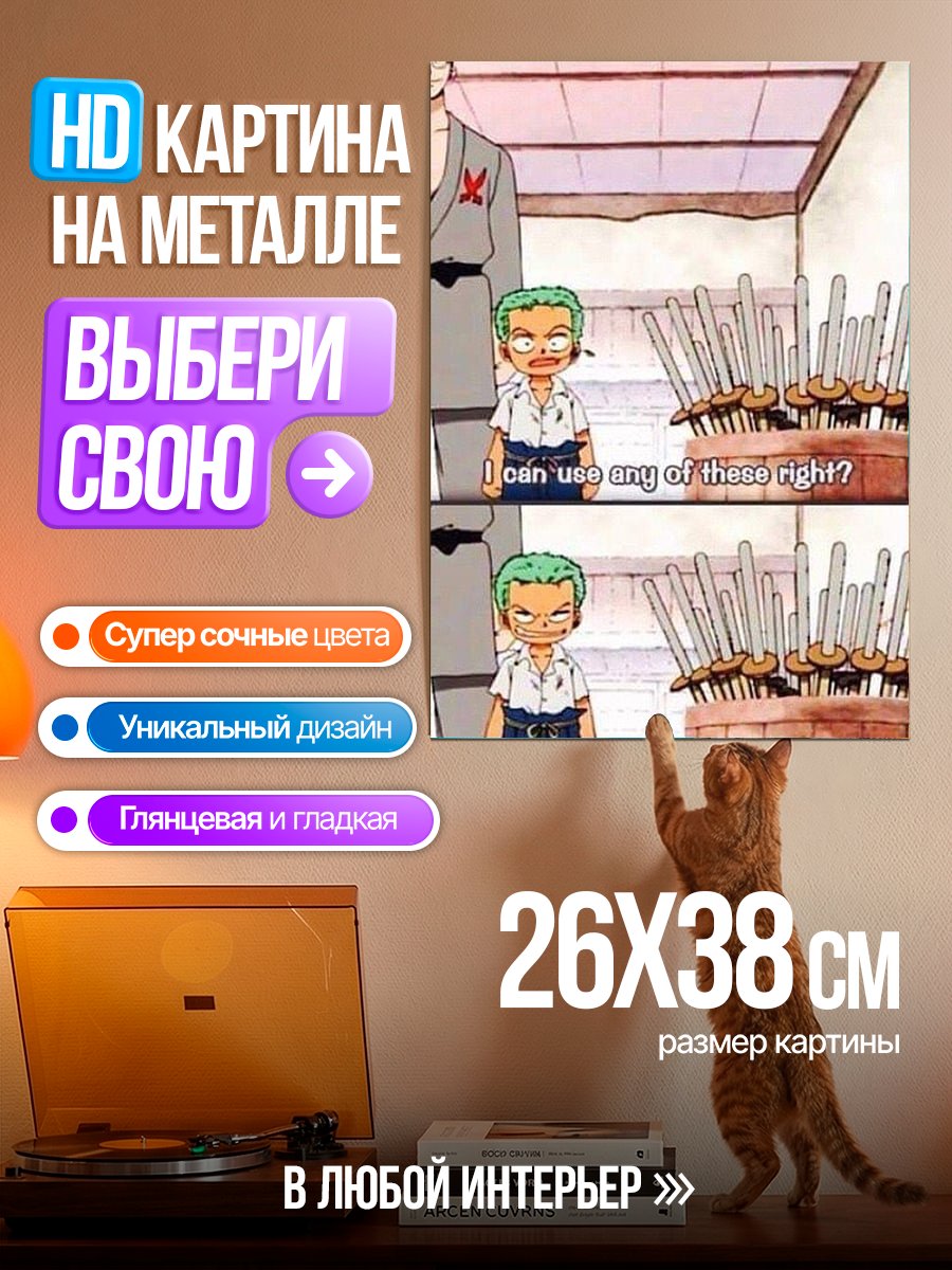 Картина на металле Зоро выбирает меч