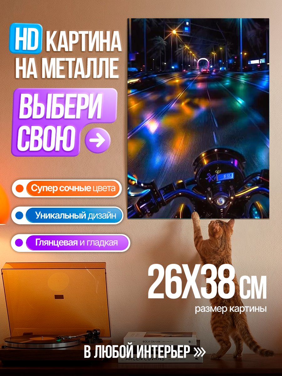 Картина на металле Ночная поездка
