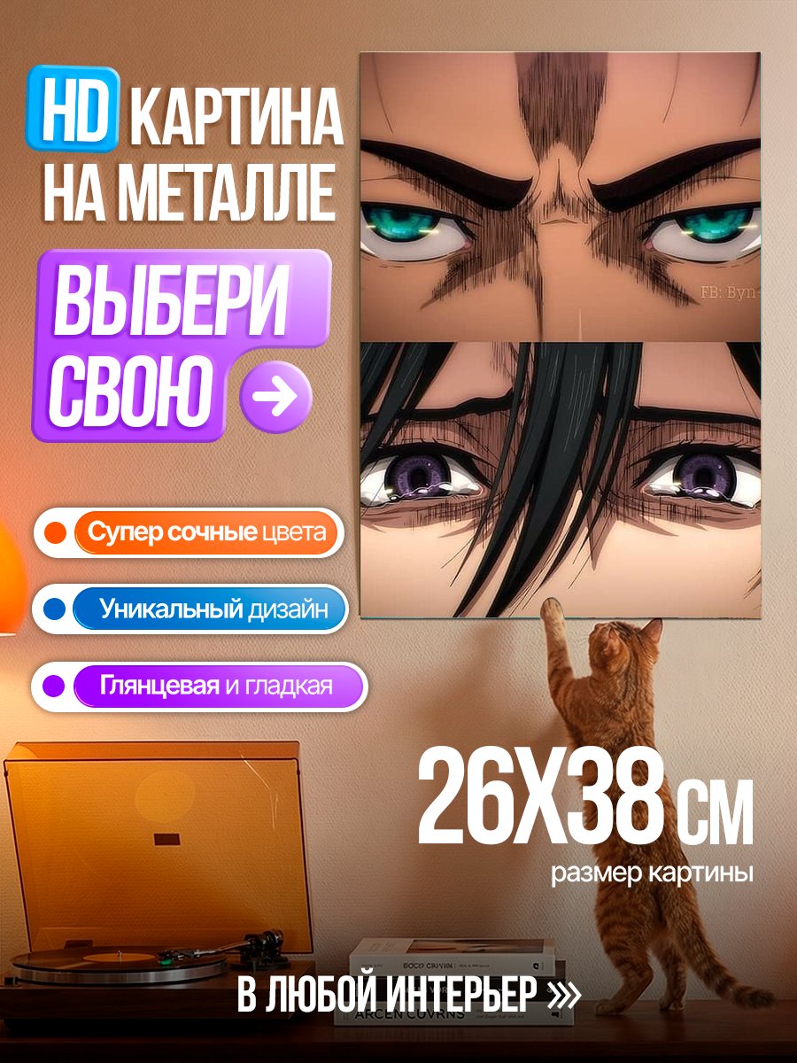 Картина на металле Глаза персонажей Атаки титанов