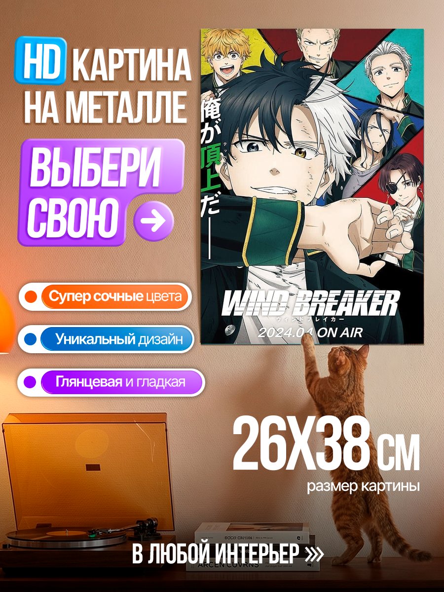 Картина на металле Wind Breaker аниме арт