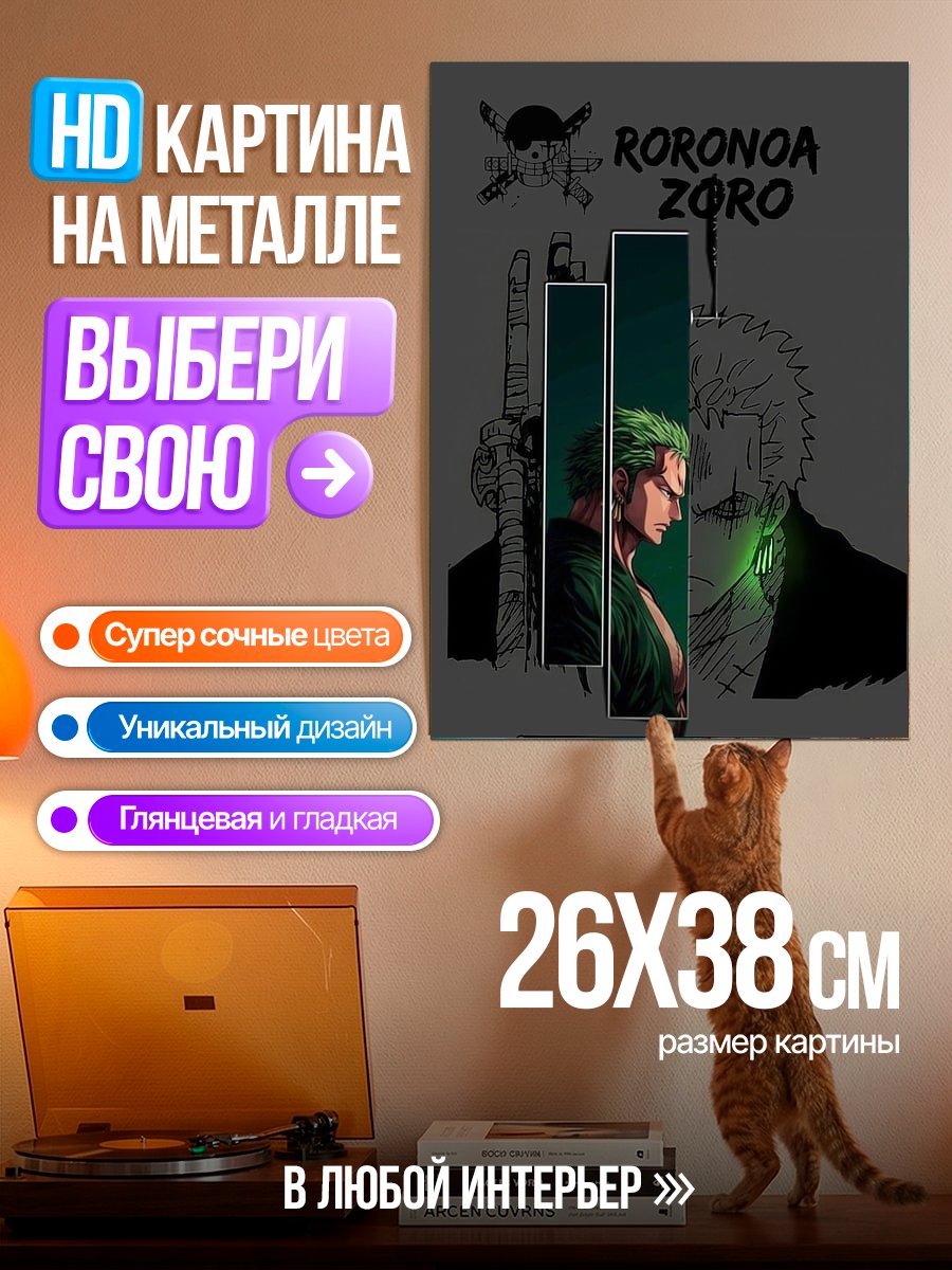 Картина на металле Зоро из Ван Пис