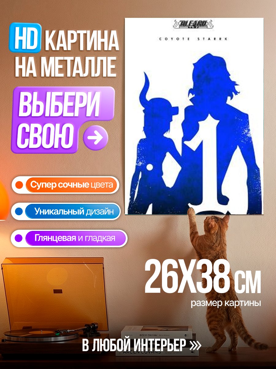 Картина на металле Силуэты персонажей Bleach