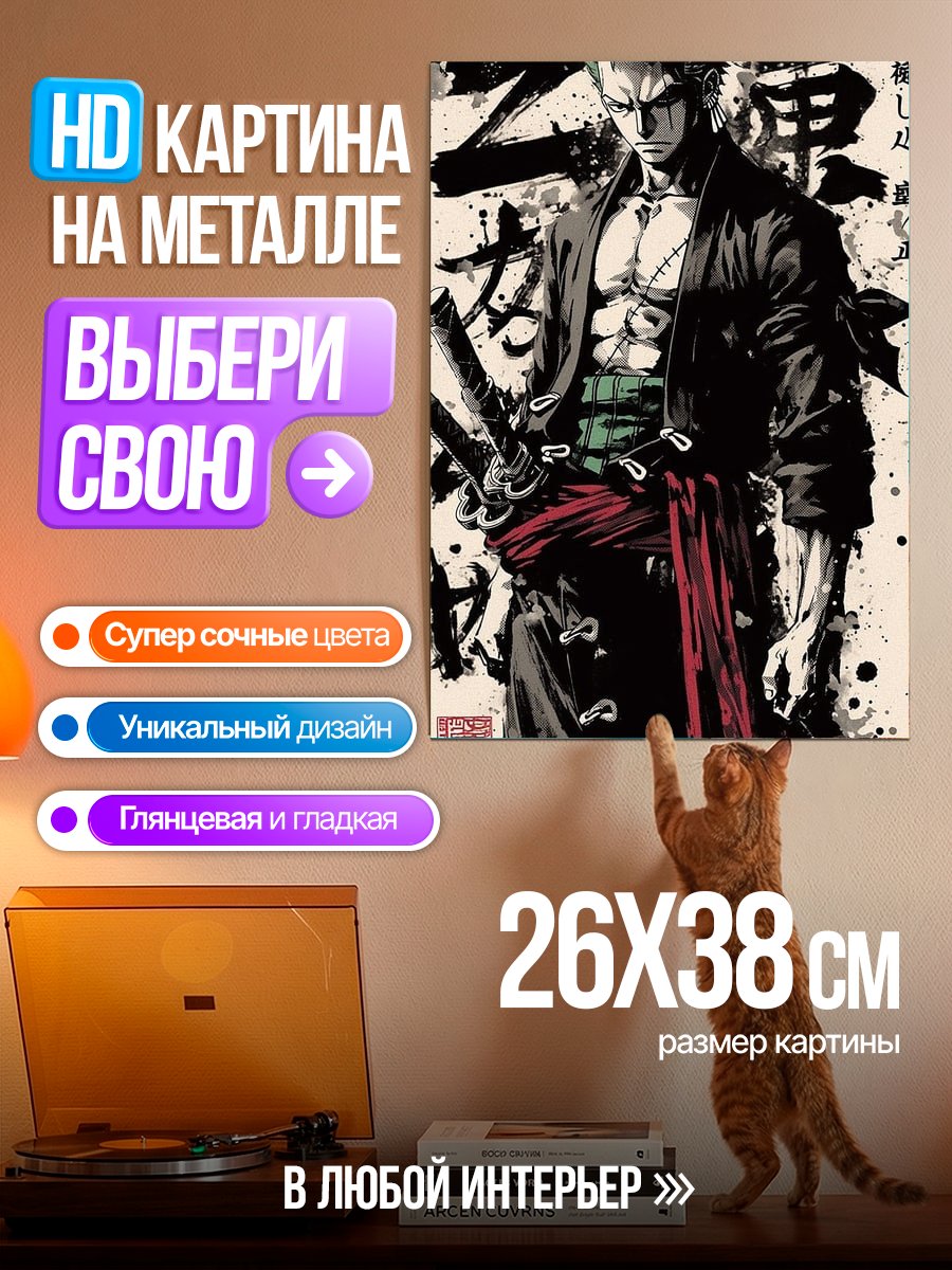 Картина на металле Зоро из Ван Пис