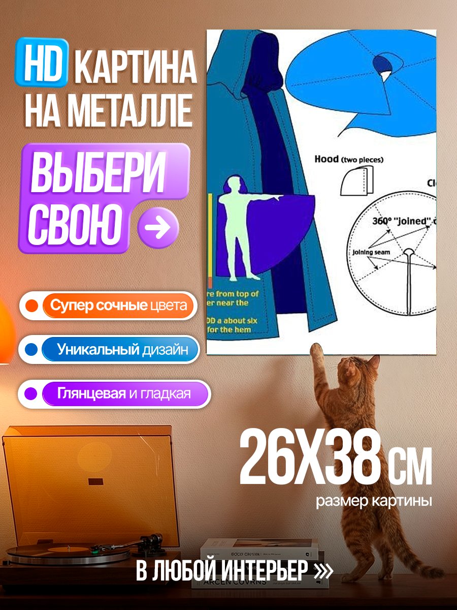 Картина на металле Выкройка плаща