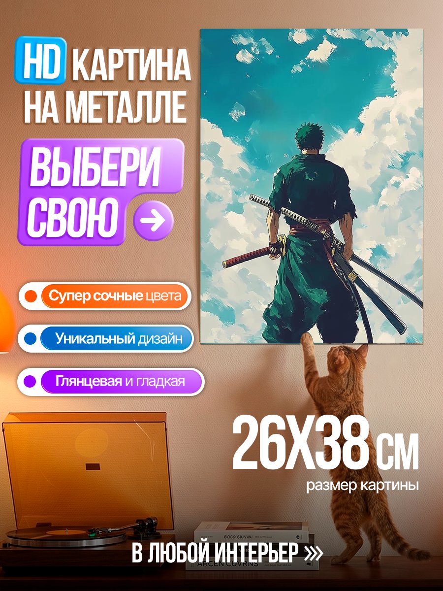 Картина на металле Зоро из Ван Пис