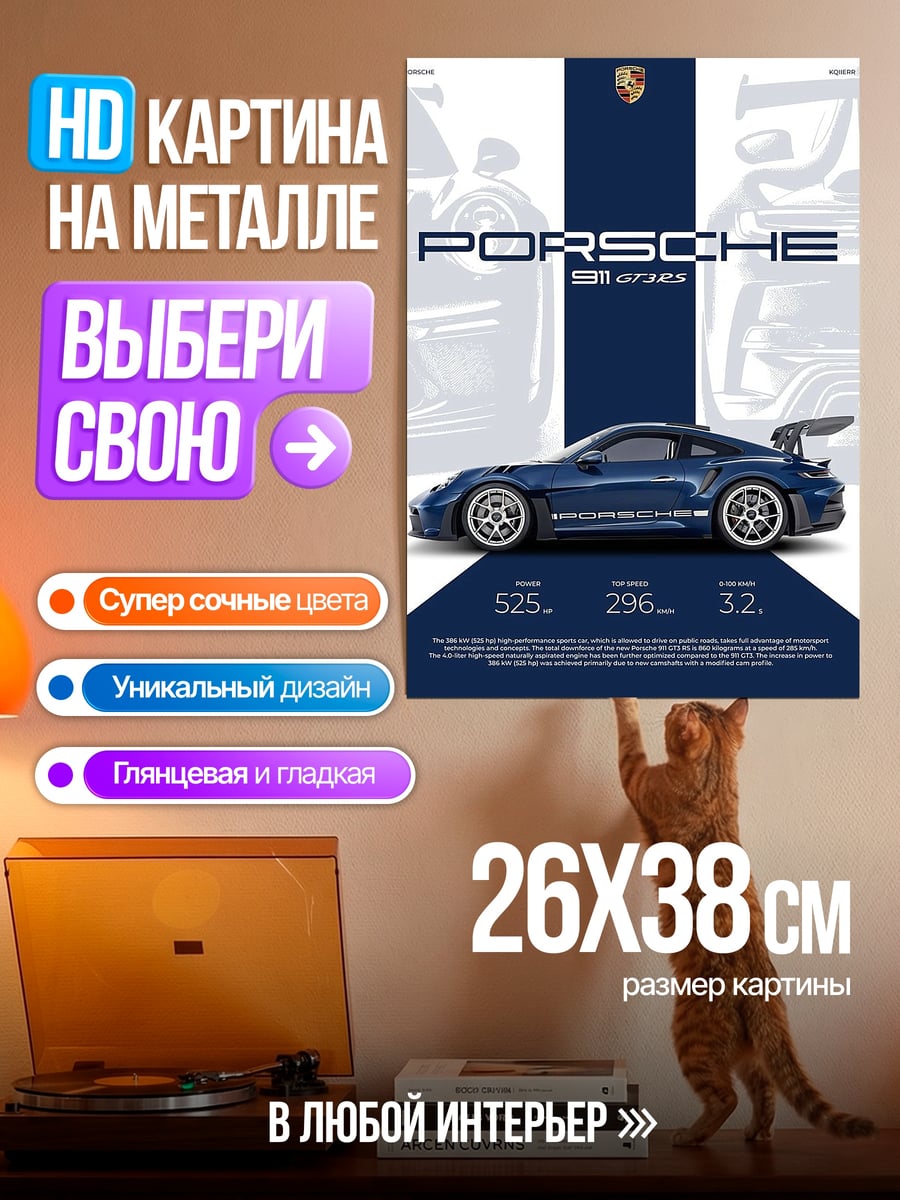 Картина на металле Порше 911