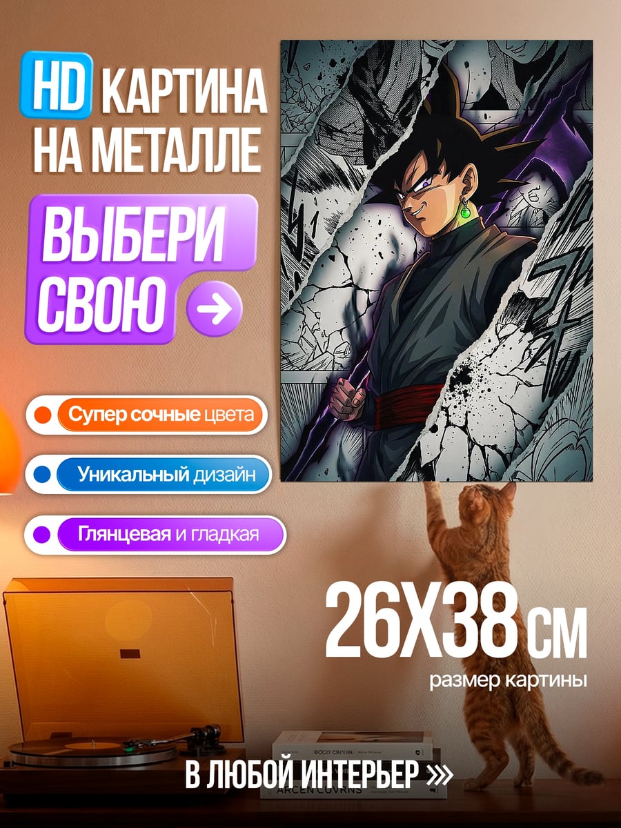 Картина на металле Гоку черный