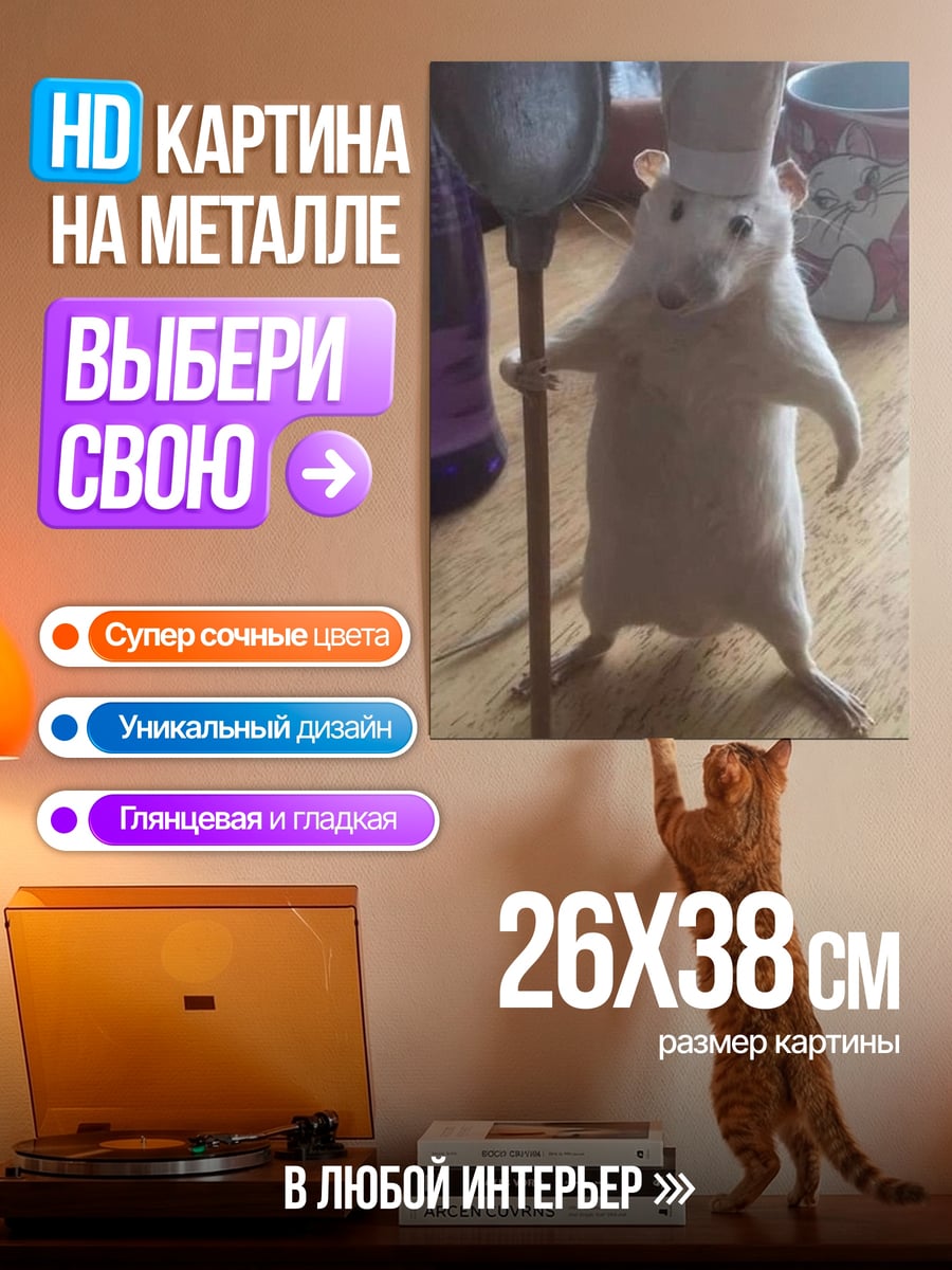 Картина на металле Крыса Шеф Повар