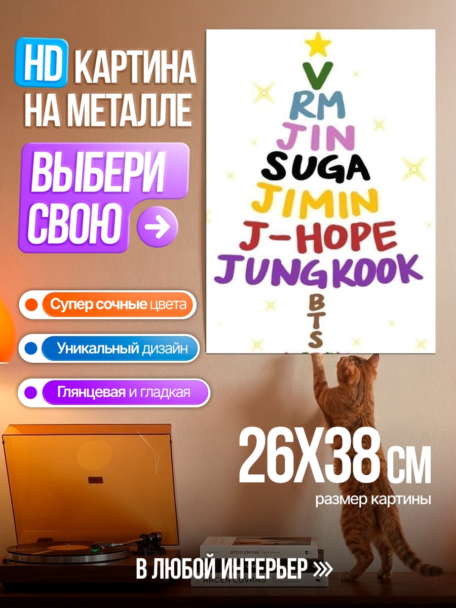 Картина на металле BTS Рождественская елка