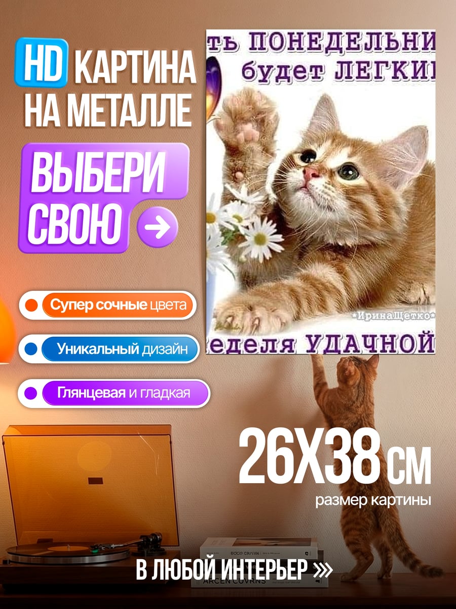 Картина на металле Понедельник будет легким