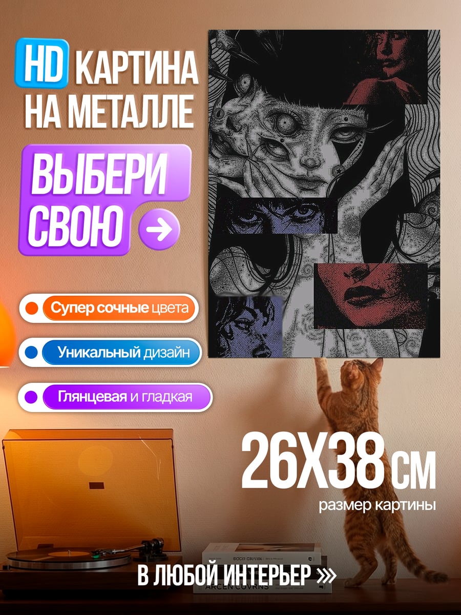 Картина на металле Сюрреалистичный коллаж лиц