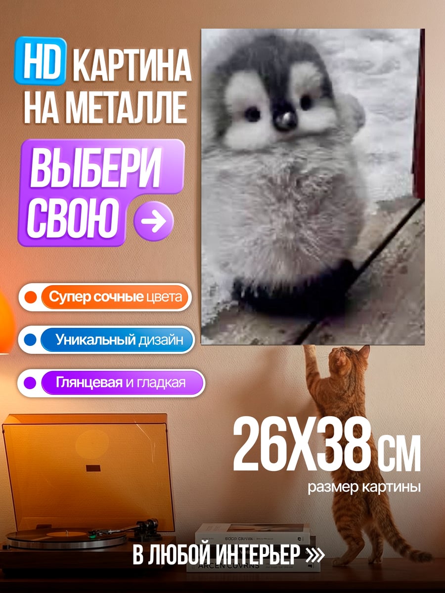 Картина на металле Птенец пингвина