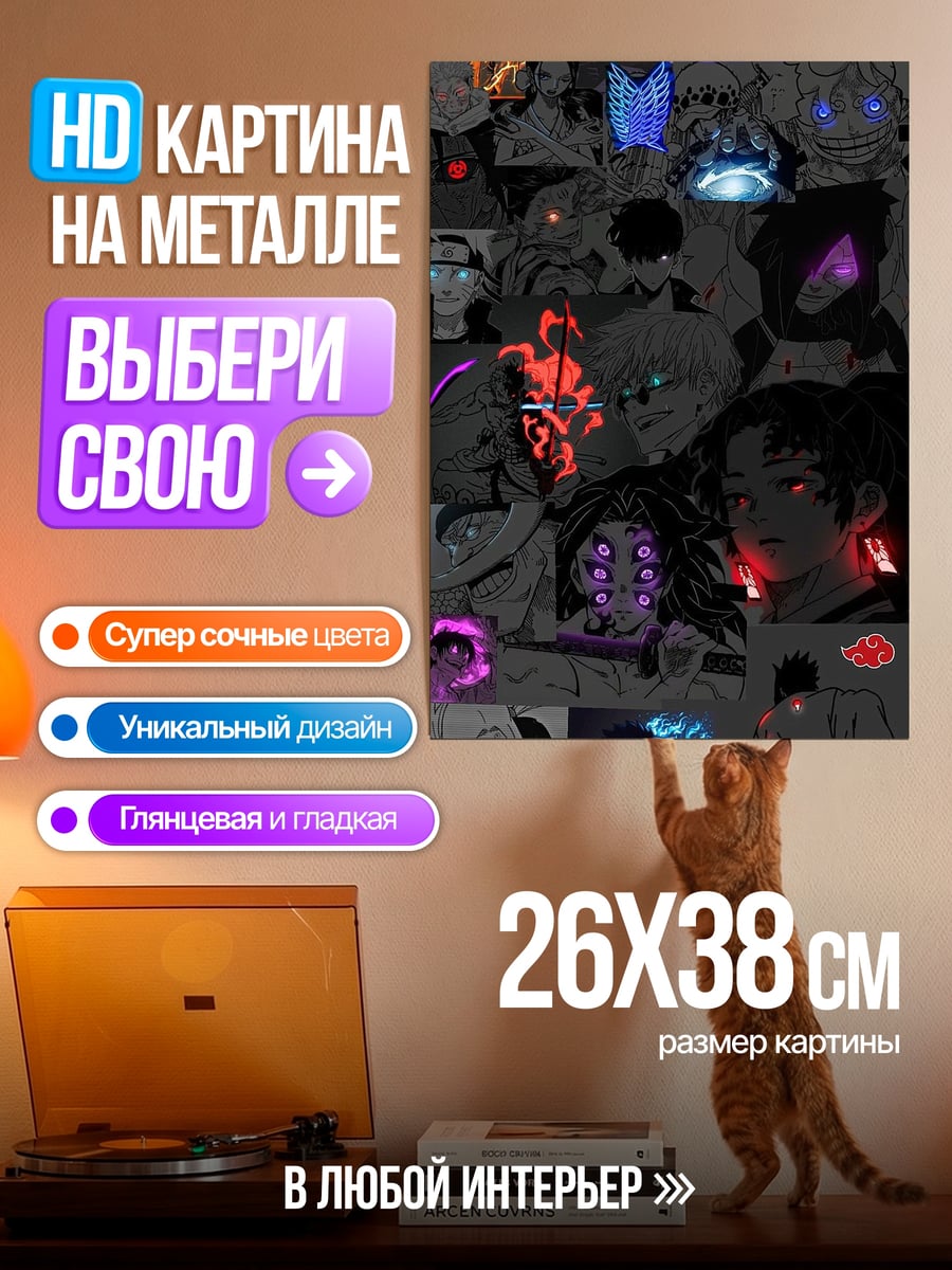 Картина на металле Коллаж аниме