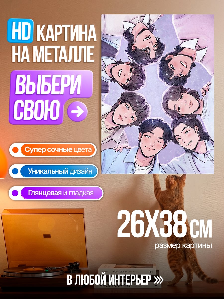 Картина на металле Группа парней