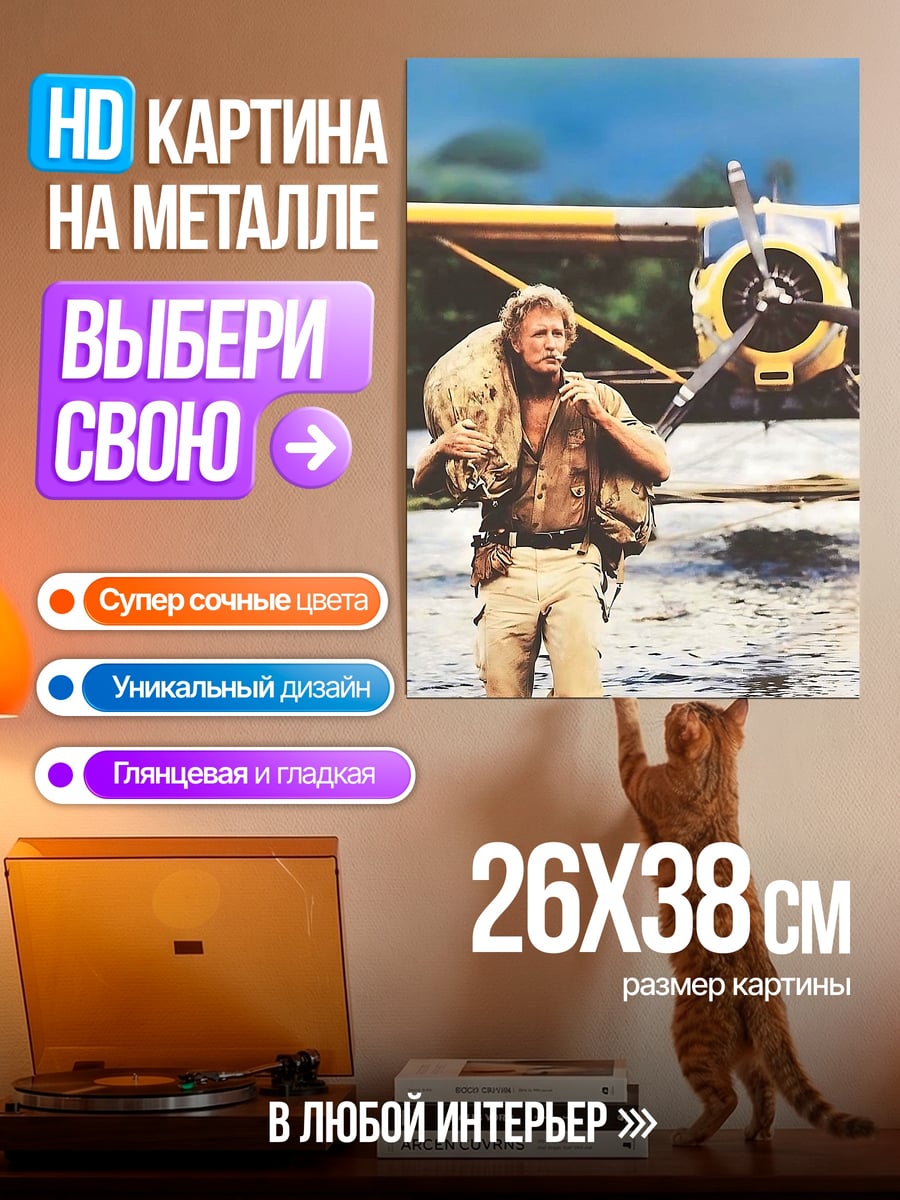 Картина на металле Мужчина с рюкзаком самолет