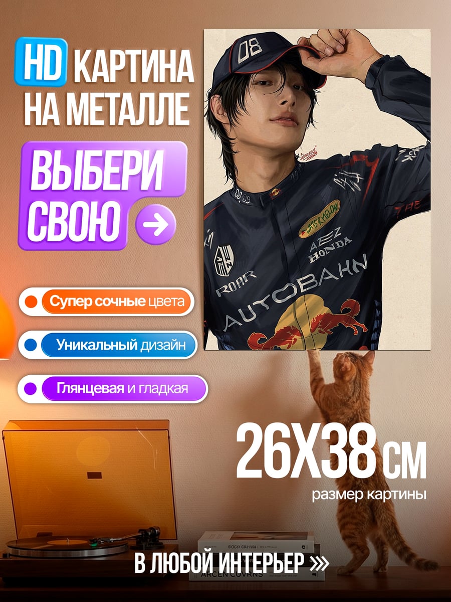 Картина на металле Гонщик Формулы 1