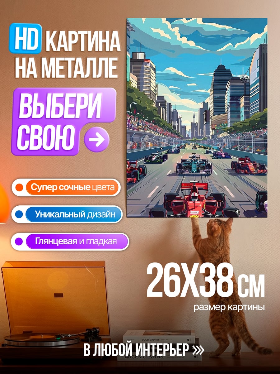 Картина на металле Гонка Формула 1