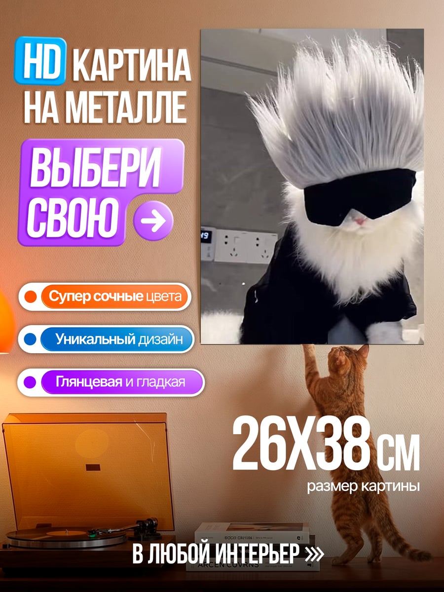 Картина на металле Кот Годжо