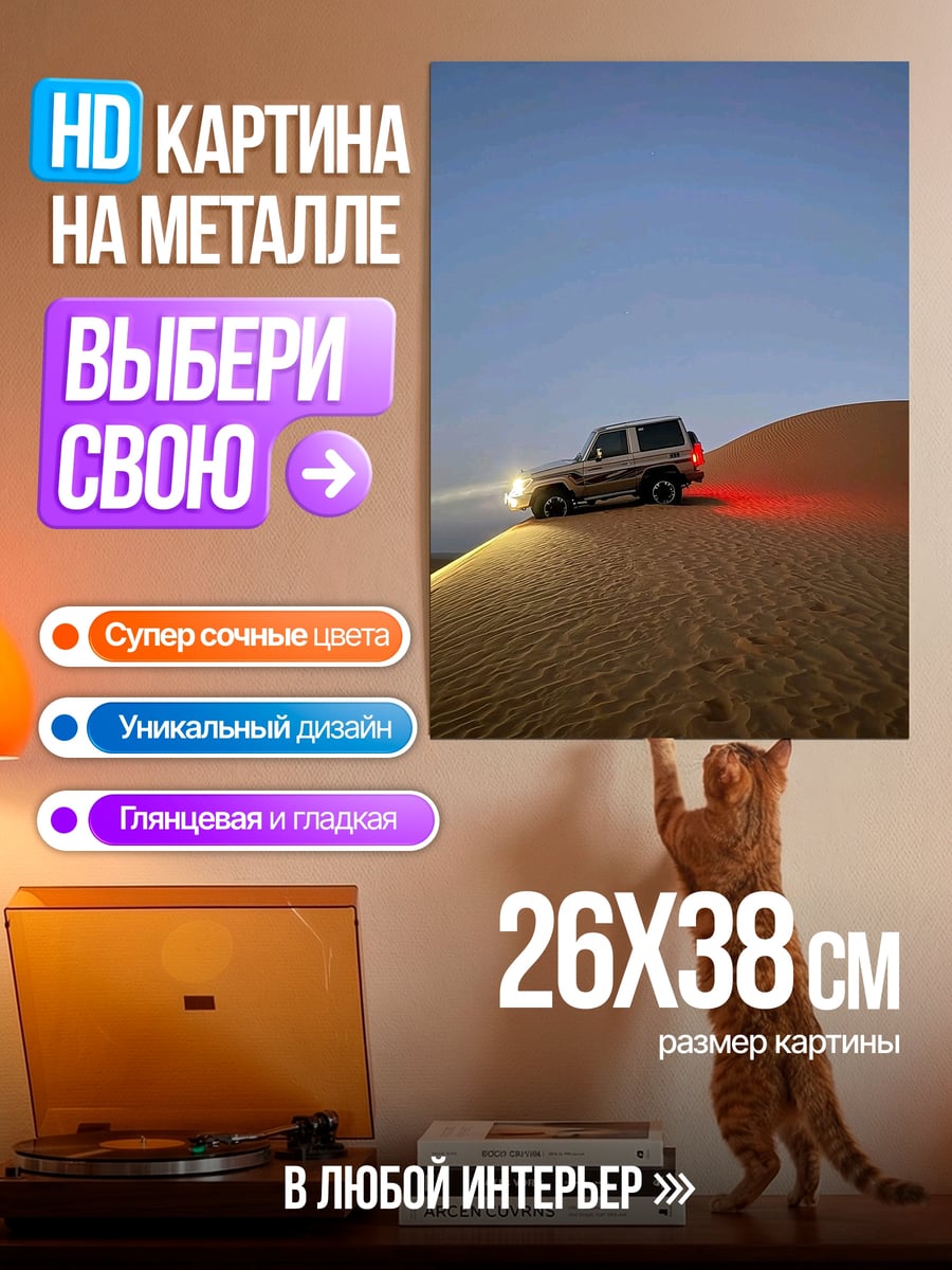 Картина на металле Внедорожник в пустыне