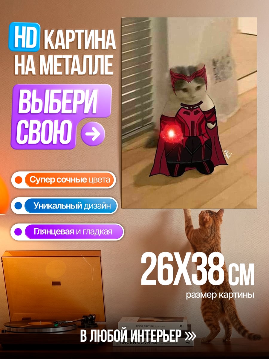 Картина на металле Кошка Ванда