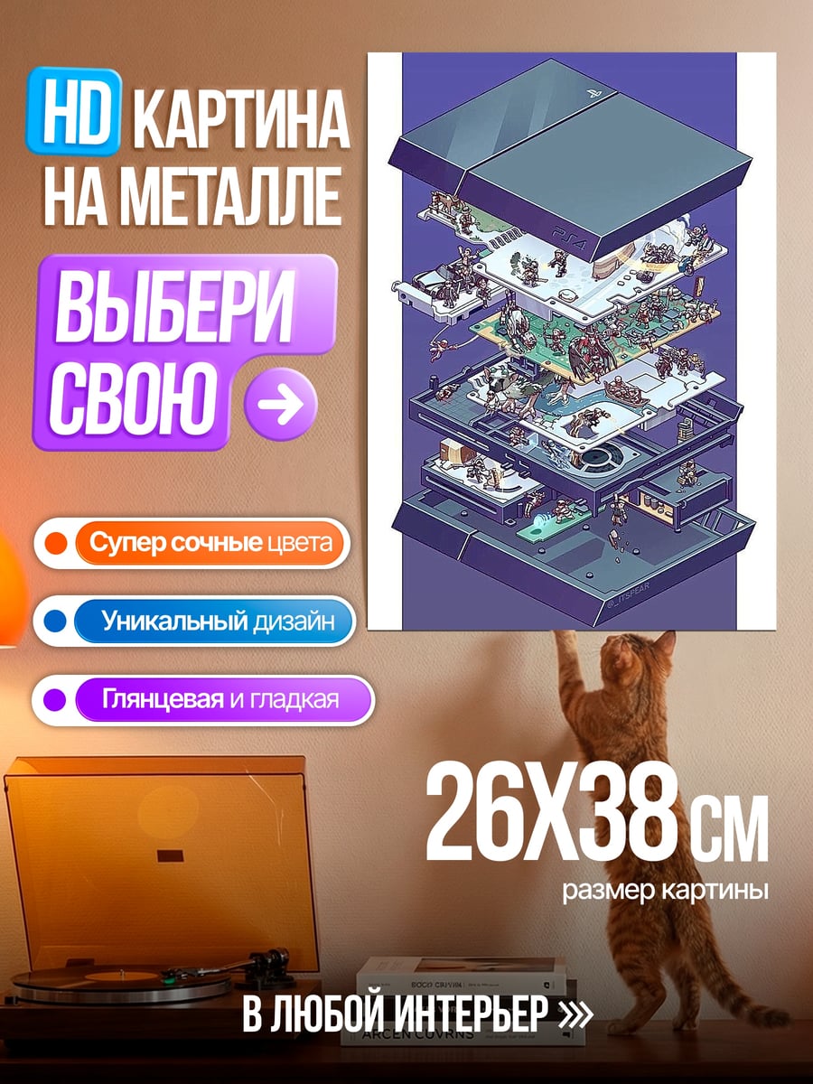 Картина на металле Разборка игровой консоли