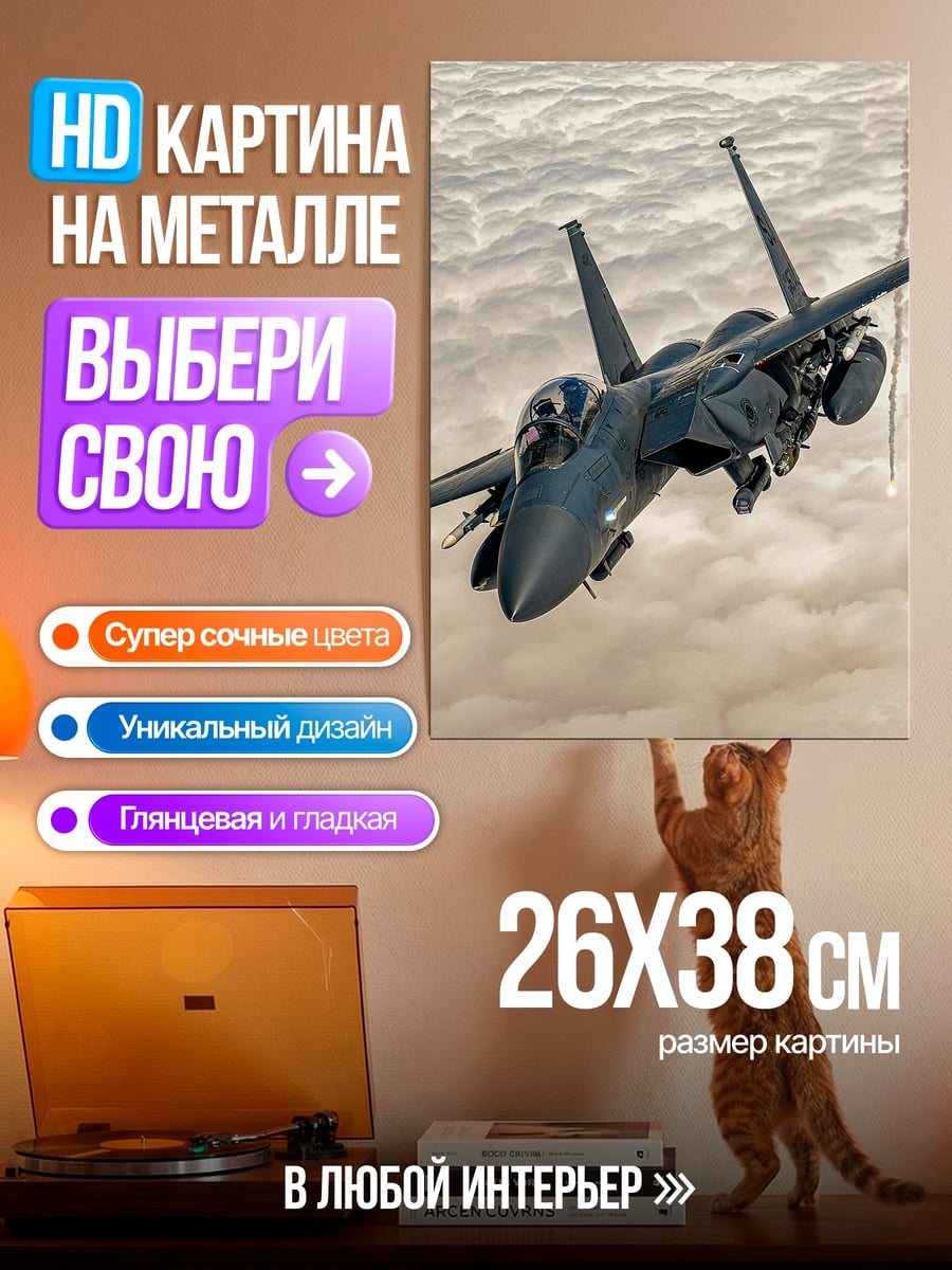 Картина на металле Истребитель в небе