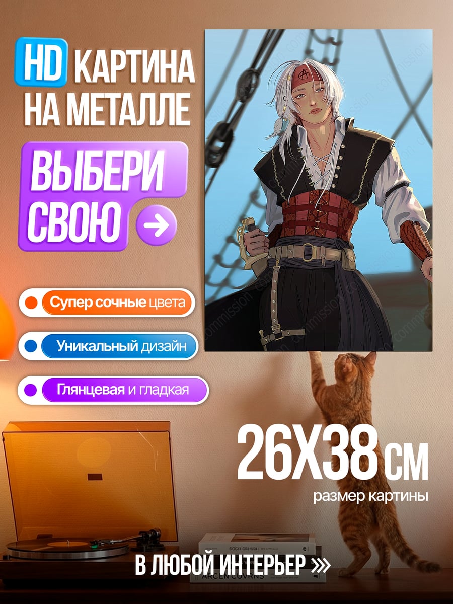 Картина на металле Пират на корабле