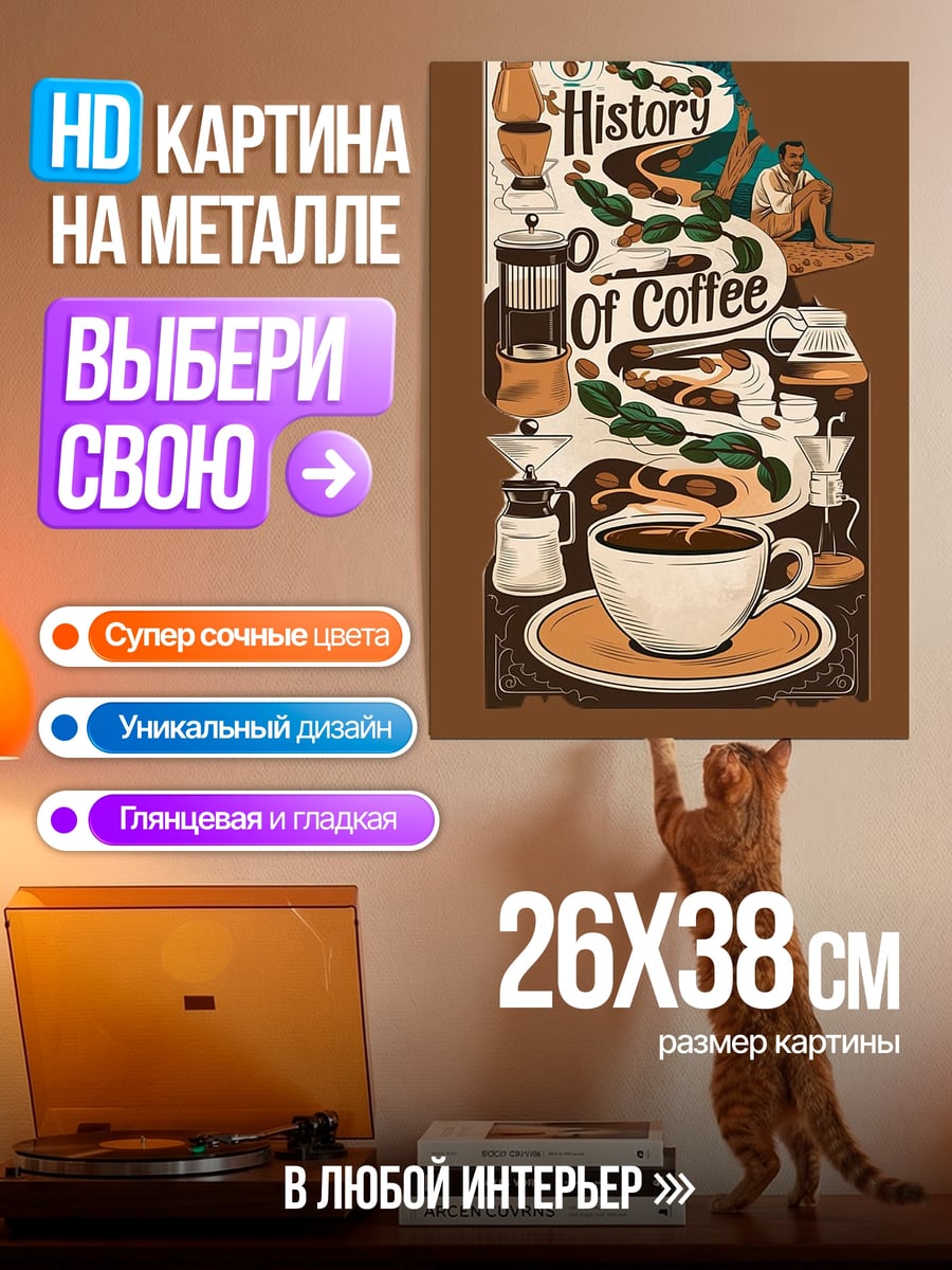 Картина на металле История кофе