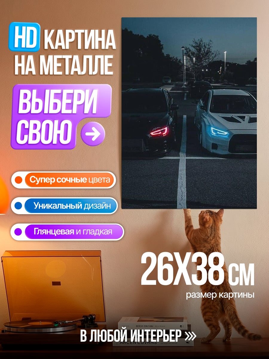Картина на металле Два тюнингованных авто