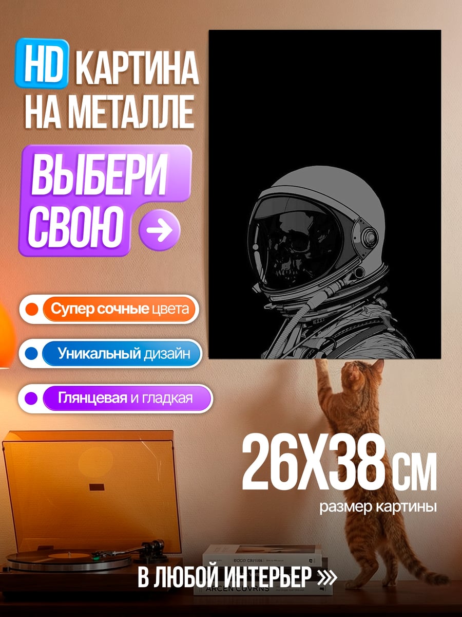 Картина на металле Астронавт в шлеме