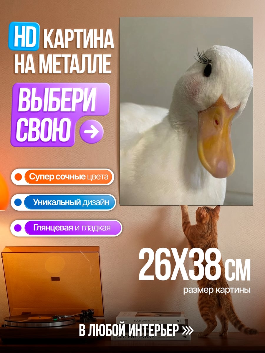 Картина на металле Утка с ресницами