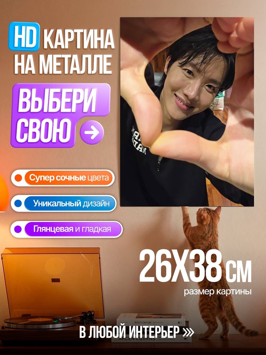Картина на металле Чон Хосок улыбка