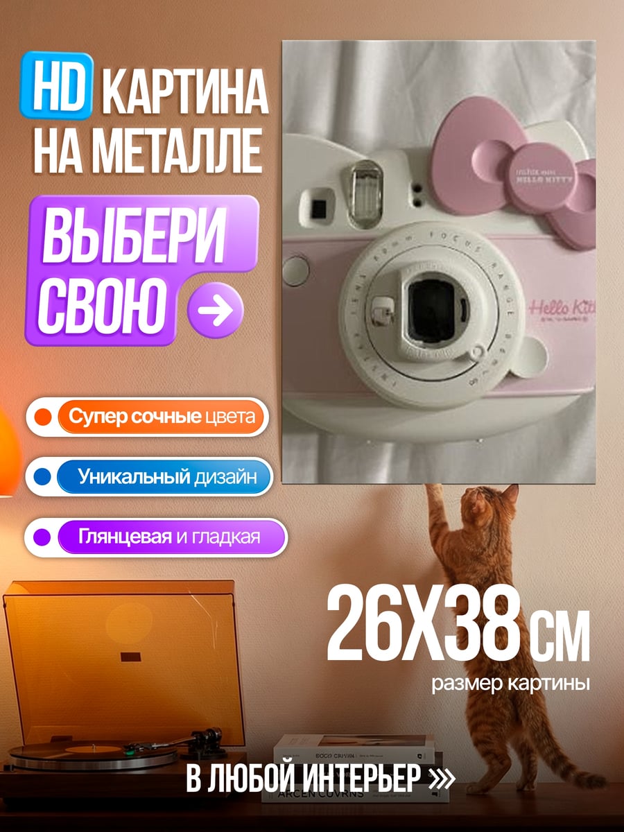 Картина на металле Hello Kitty камера