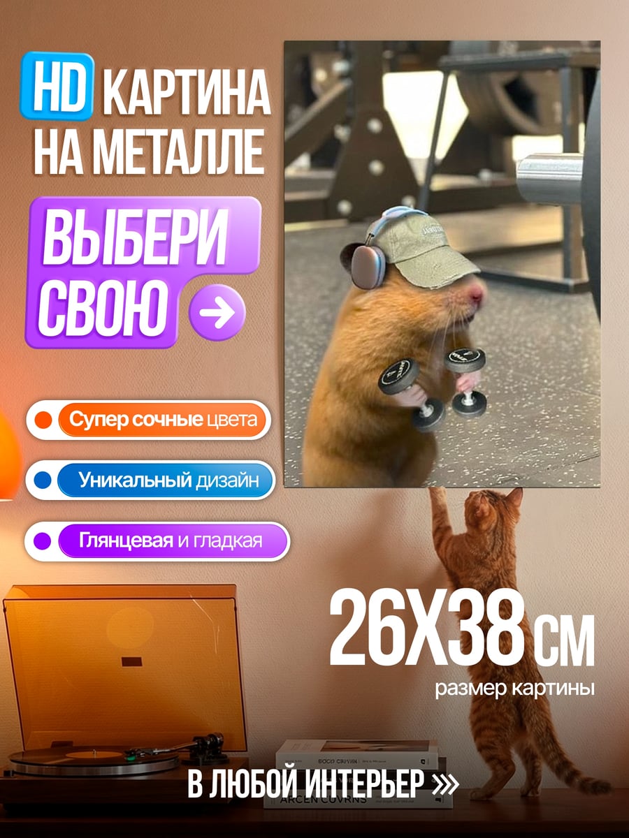 Картина на металле Хомяк качок