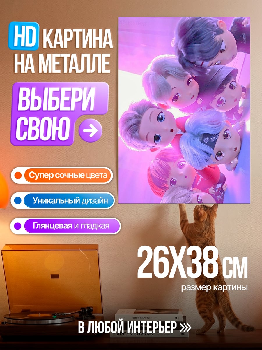 Картина на металле Группа аниме персонажей