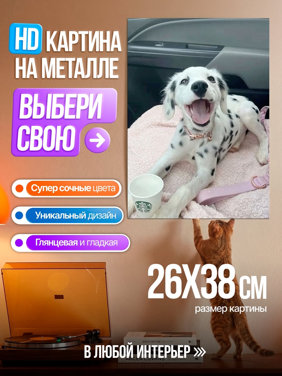 Картина на металле Щенок далматинца