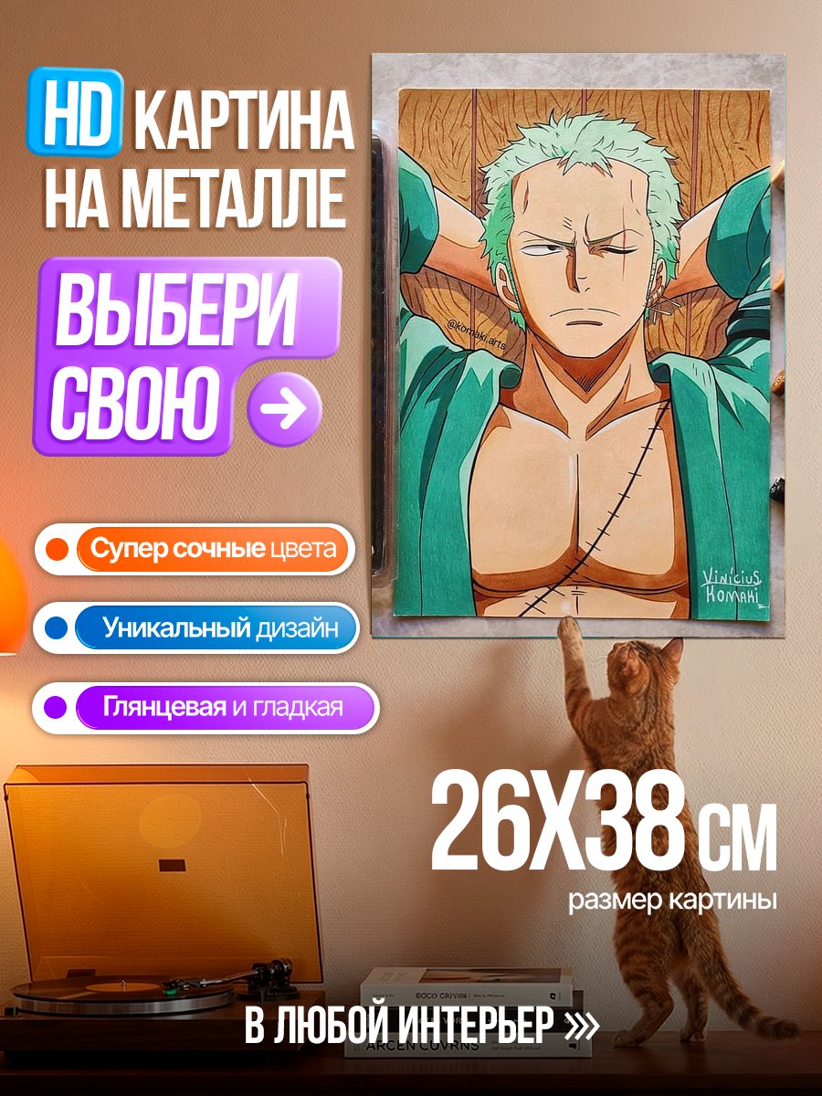 Картина на металле Зоро из Ван Пис