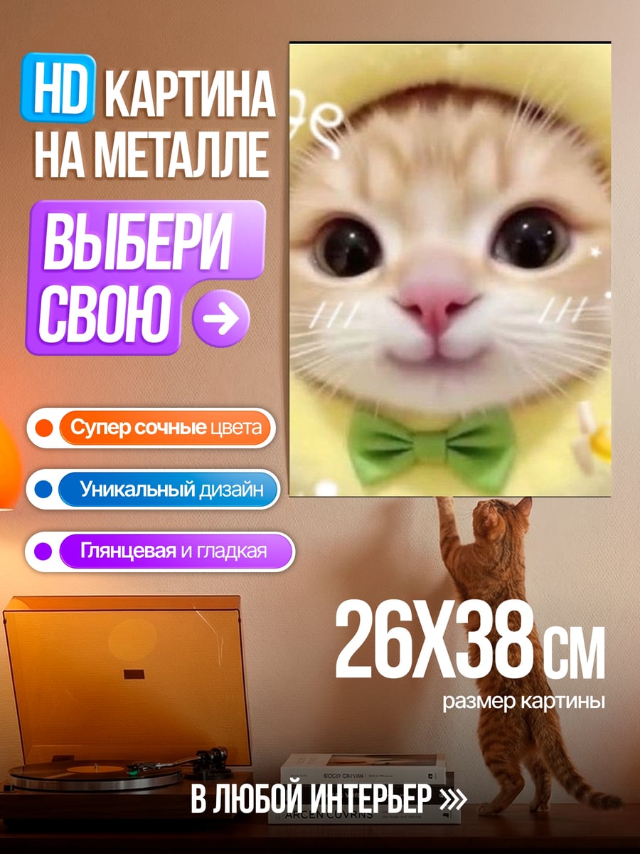 Картина на металле Кот в костюме