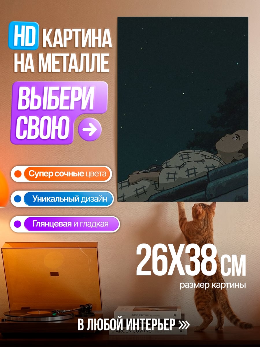 Картина на металле Девушка под звездами
