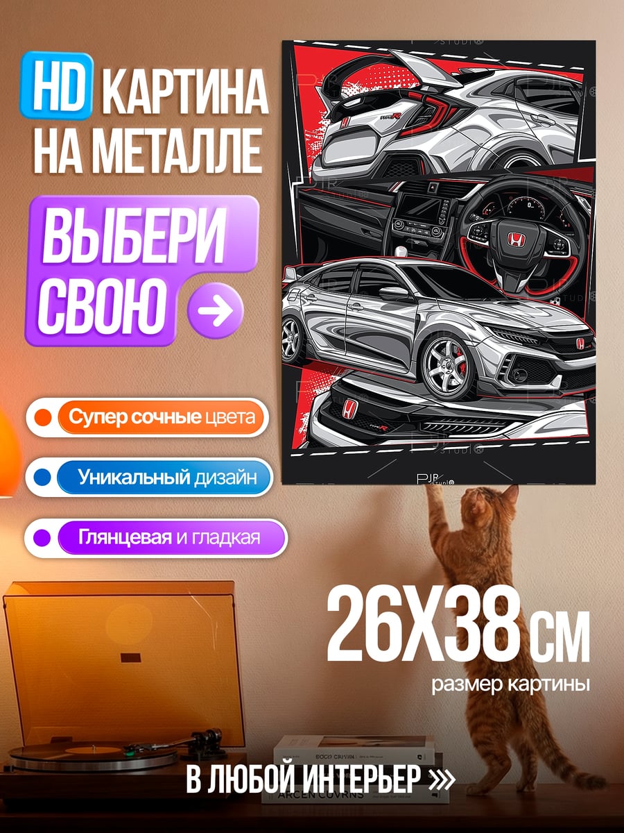 Картина на металле Honda Civic Type R